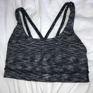 Lululemon black & gray strappy sports bra size 4